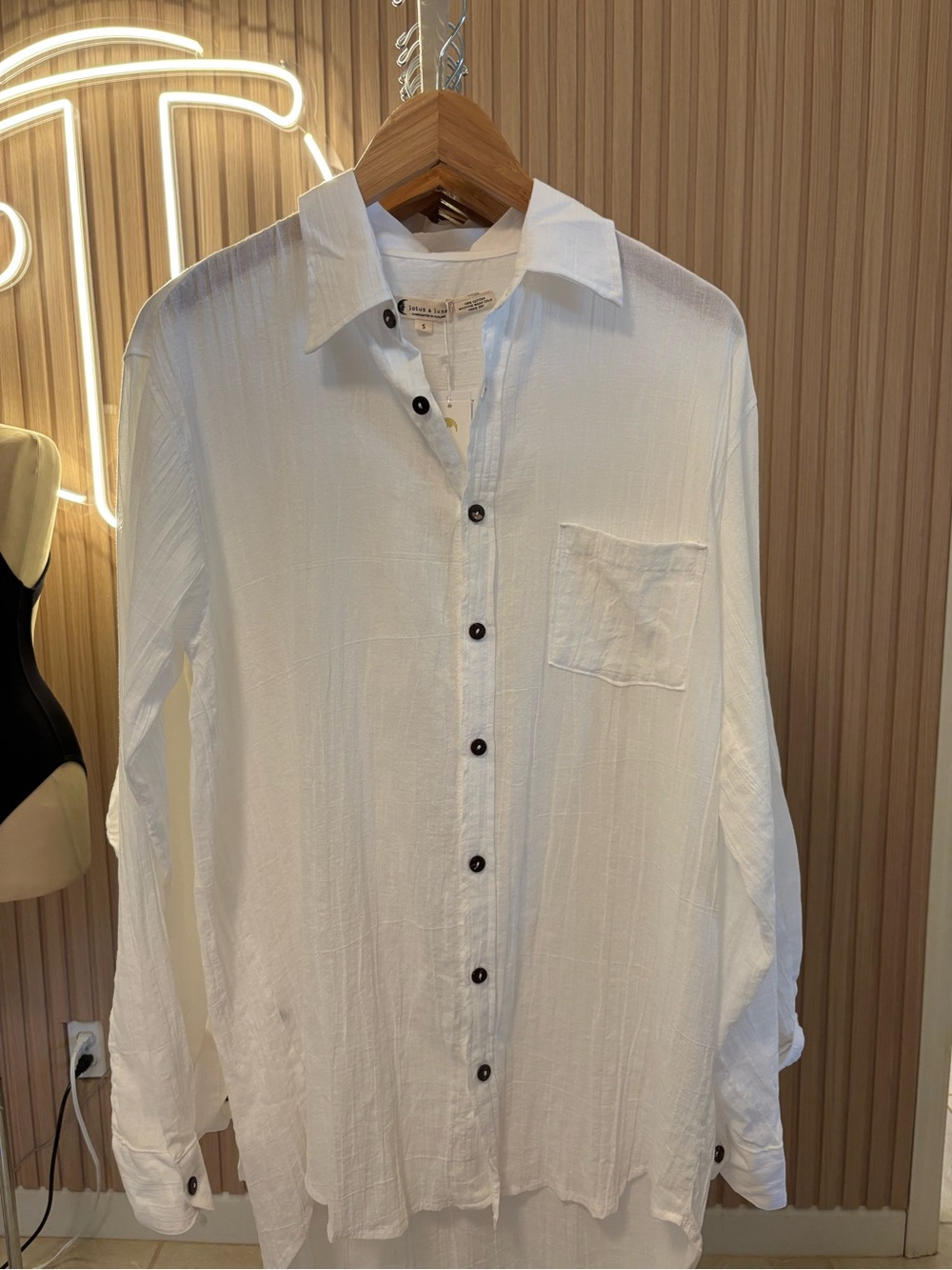 Women's White Cotton Beach Coverup Shirt
